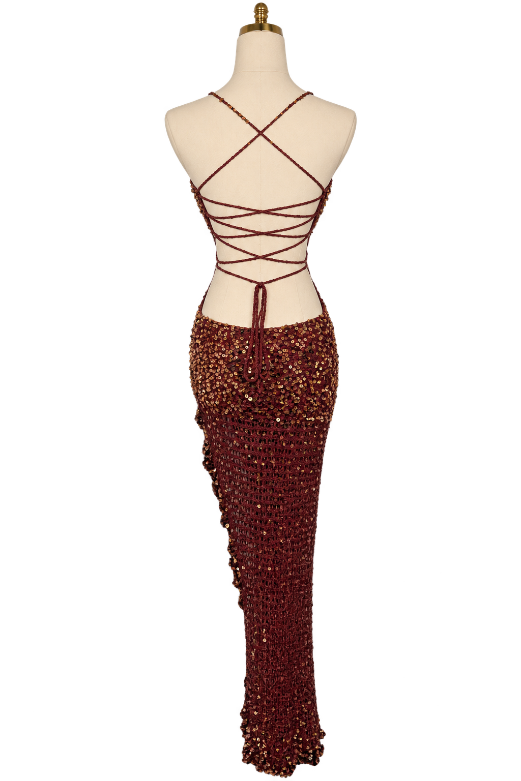 Back view of the Sequin Corset Dress on a mannequin